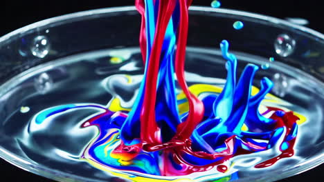 colorful ink splash in glass dish