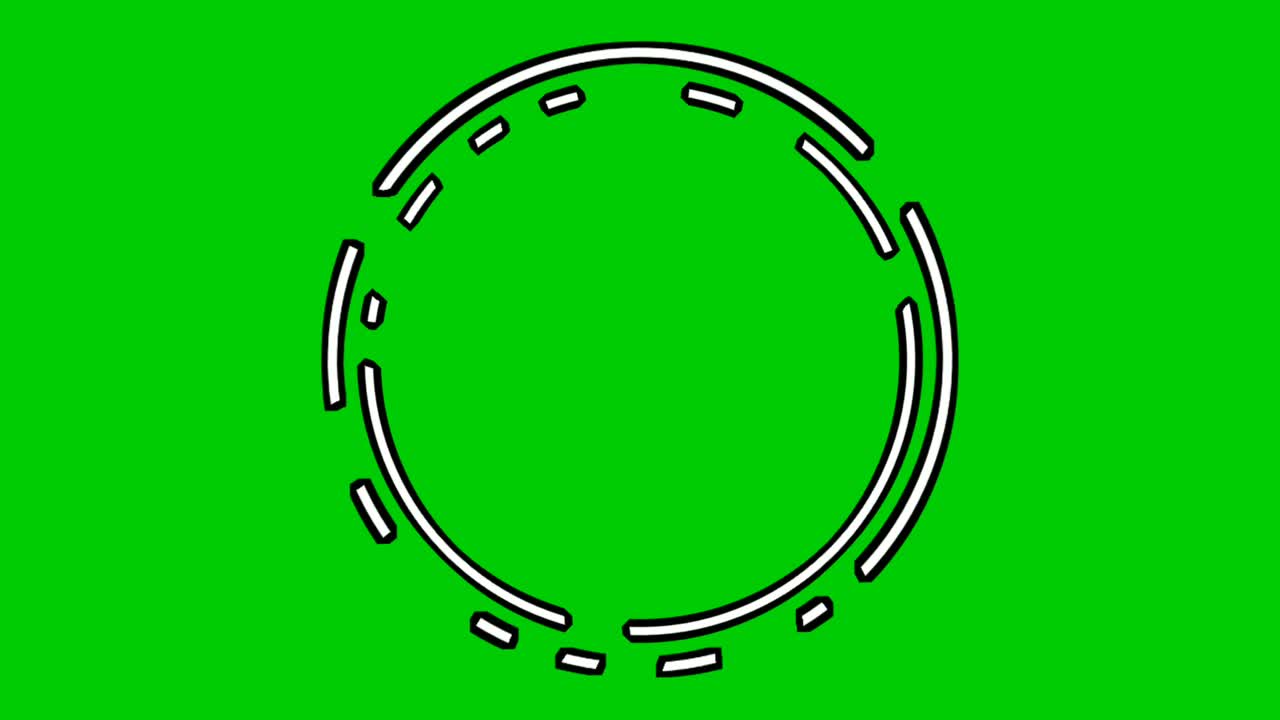 animación de dibujos animados gráficos de movimiento de borde de círculo giratorio para superposición de elementos de video en fondo de pantalla verde