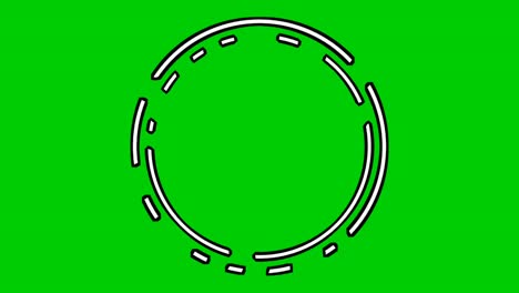 animation cartoon rotating circle border motion graphics for video elements overlay on green screen background