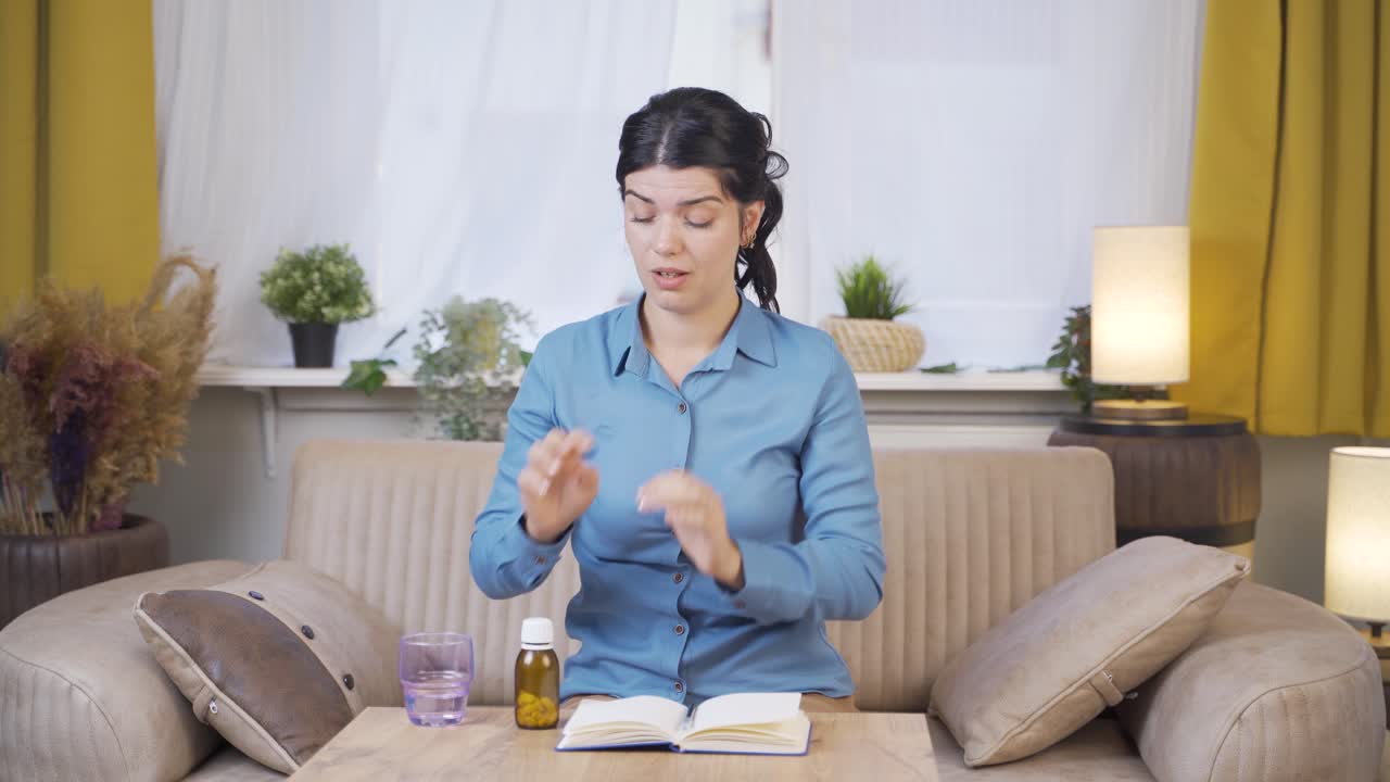 플라시보 효과를 가진 젊은 여성.