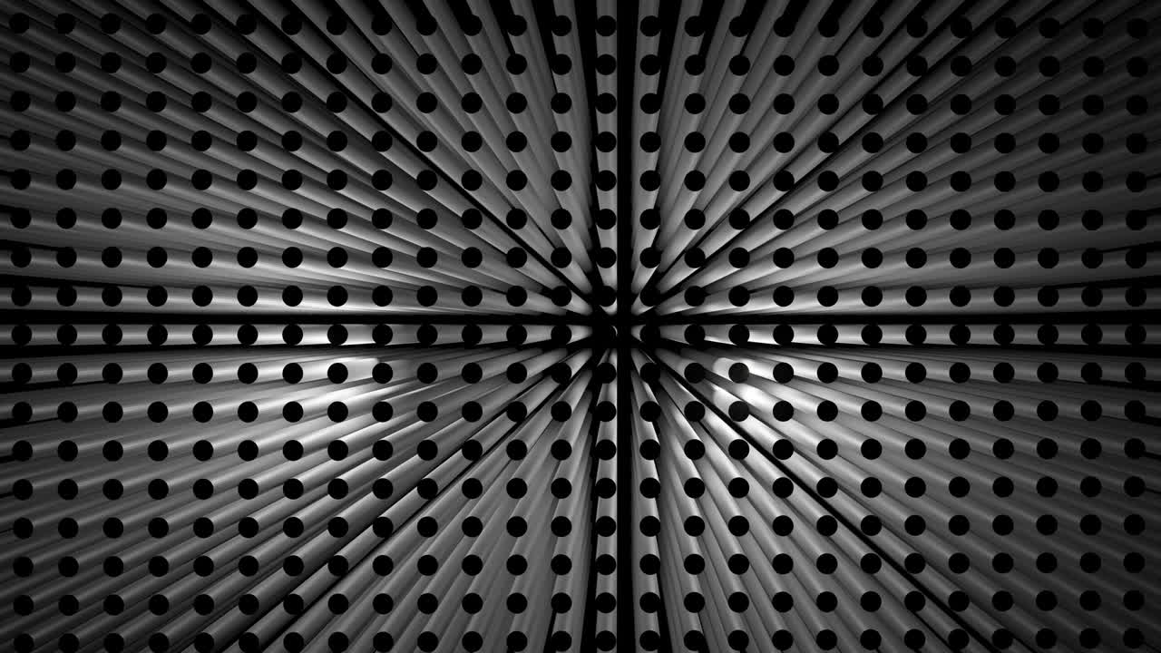 무작위로 박이는 네온 다채로운 빛의 평면에 실린더의 줄을 가진 추상적인 축제 bg. 4k에서 아름다운 bg. 쇼 또는 이벤트, 전시회, 축제 또는 콘서트, 뮤직 비디오를위한 네온 전구