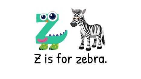 playful animation of letter z transforming into a zebra with vibrant colors and engaging movement