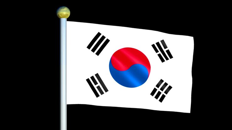Grande bandiera animata in loop della Repubblica di Corea.