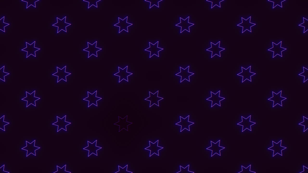 Purple neon stars in rows on black gradient