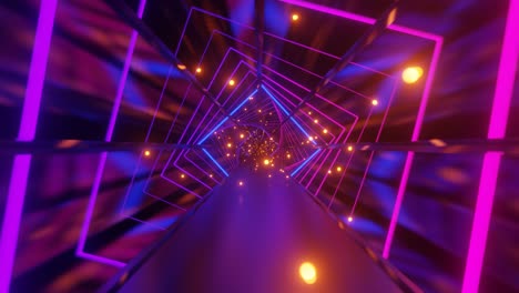 square shaped blue purple vj seamless loop tunnel. 3d render