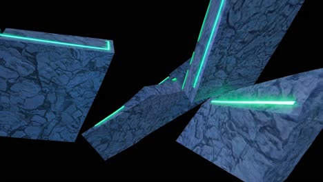 cubos geométricos abstractos con iluminación de neón