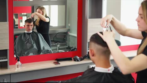 haircut in a modern barber shop