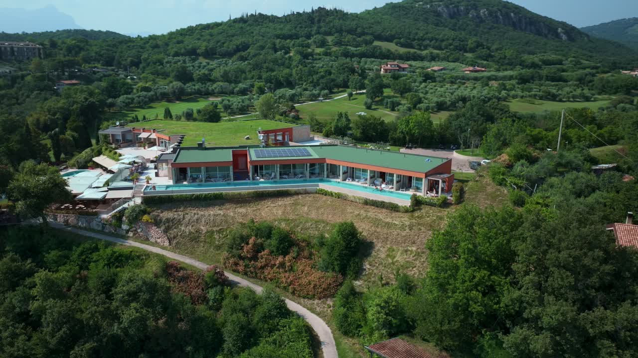 Aerial View Of Golf Ca 'Degli Ulivi Located In Marciaga, on the Verona shore of Lake Garda