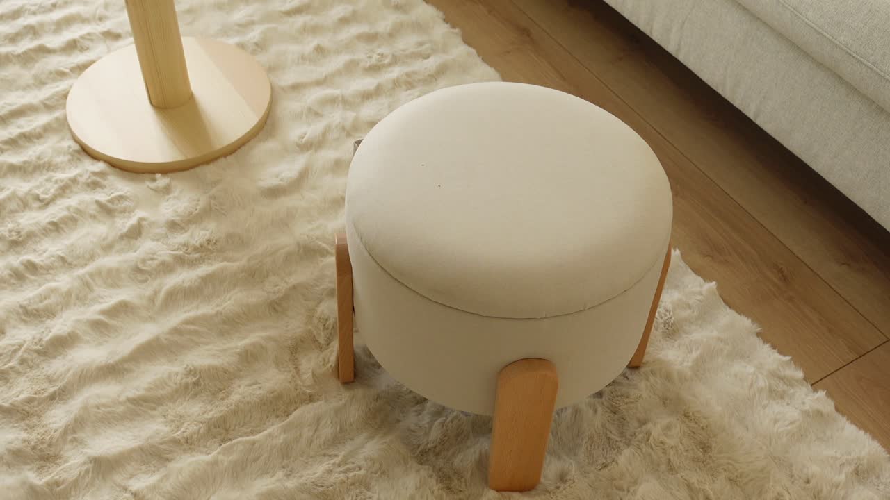 Beige Ottoman in a Modern Living Room