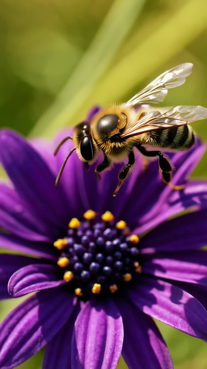 en la abeja de la flor púrpura