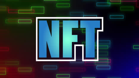 animación de nft sobre fondo negro con rectángulos de neón
