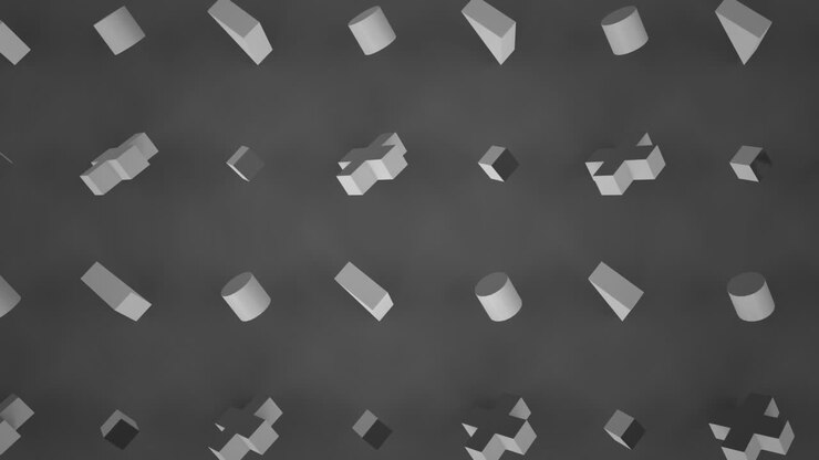 Moving 3d abstract shapes in formation