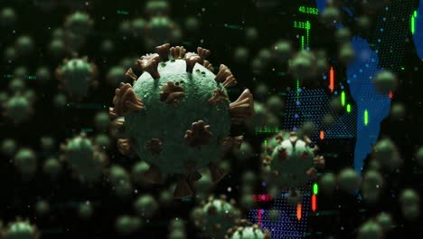 Animation-of-data-processing-over-coronavirus-cells-floating