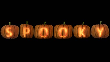 carved pumpkin letters  forming the text spooky