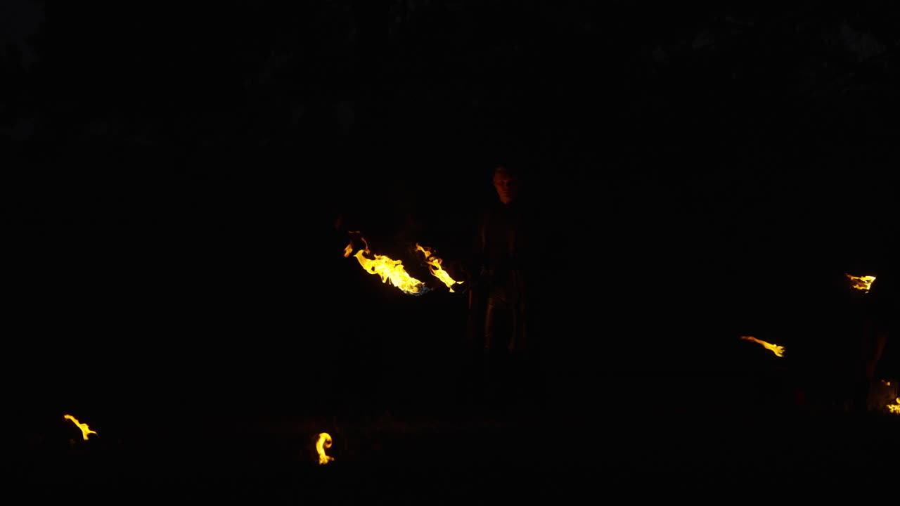 Fire Performer at Night