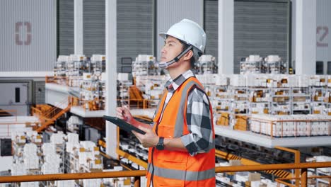 warehouse worker inspecting inventory