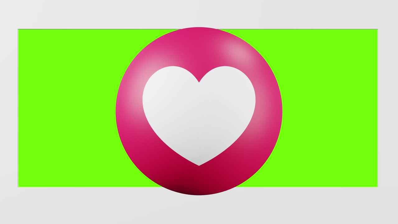 Facebook love emoji reaction button with 3D effect overlay, green screen