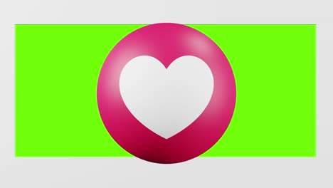 Facebook-love-emoji-reaction-button-with-3D-effect-overlay,-green-screen