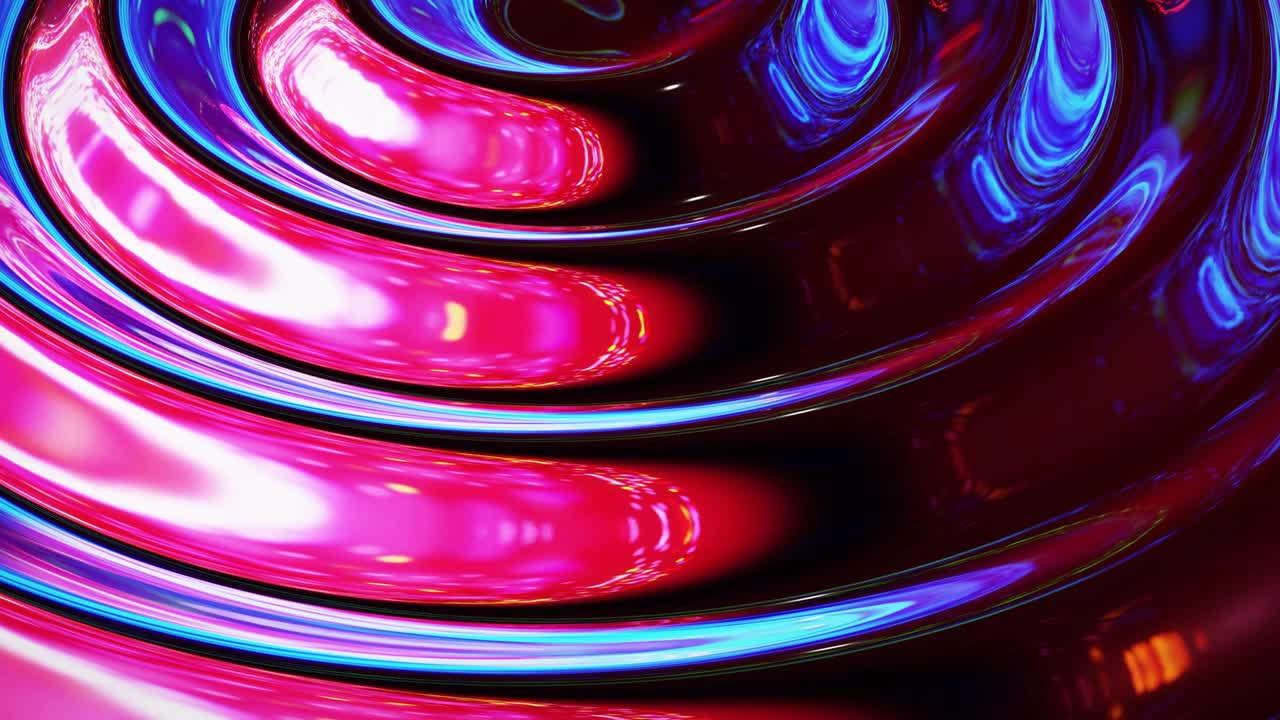 Looped abstract iridescent fluid background. Beautiful wavy glass surface of liquid with pattern, gradient color and flow waves on it. Creative bright bg with soft smooth animation.