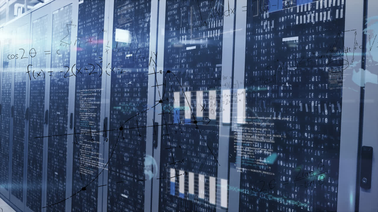 Animation of data processing over server room