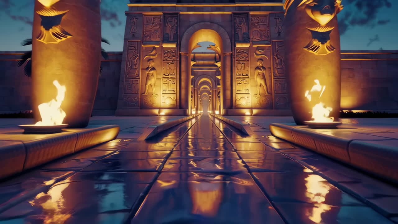 Ancient Egyptian Temple at Dusk