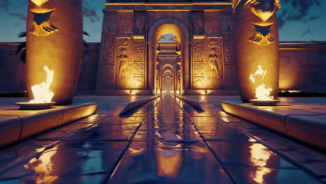 Ancient Egyptian Temple at Dusk