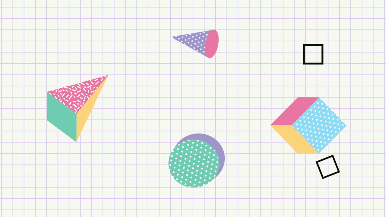 colores y figuras geométricas en animación de fondo blanco