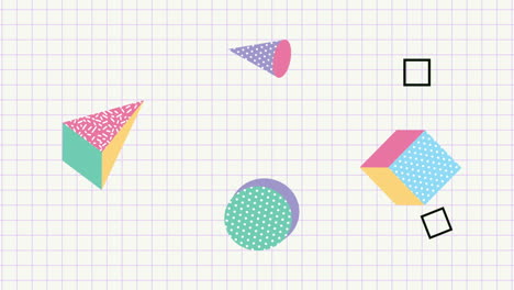 colors lines and geometric figures in white background animation