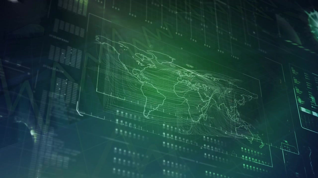 Animation of data processing over world map