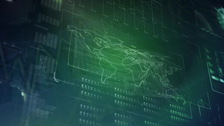 Animation of data processing over world map