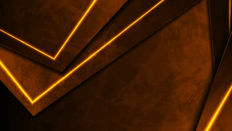 dark orange neon laser lines on grunge luminous wall background