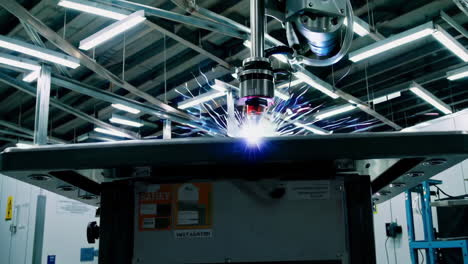 automated welding process in a manufacturing facility