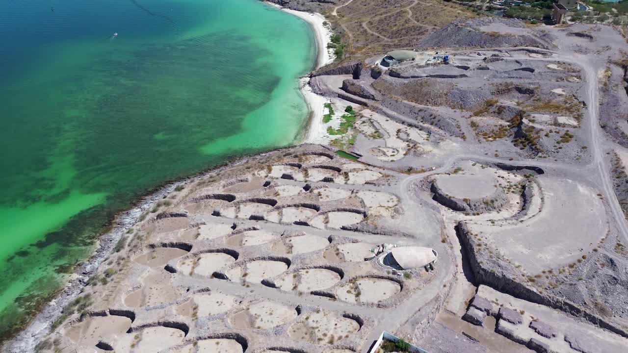 Aerial view of a beachfront construction site in La Paz, BCS