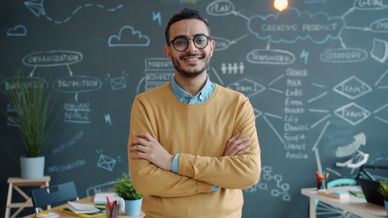 Smiling Business Professional in Modern Office