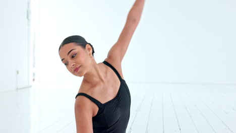 Ballet-dancer,-stretching-and-doing-training