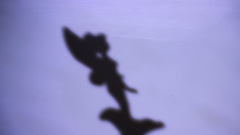 the shadow of wandering fairy on a screwed musical box