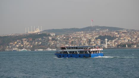 ferry in istanbul with cityscape view