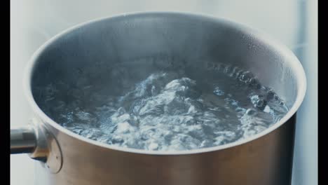 boiling water in a saucepan