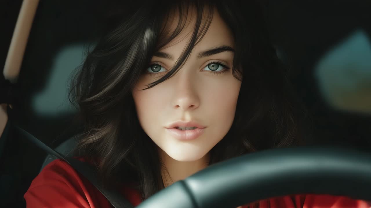 차를 운전하는 여자