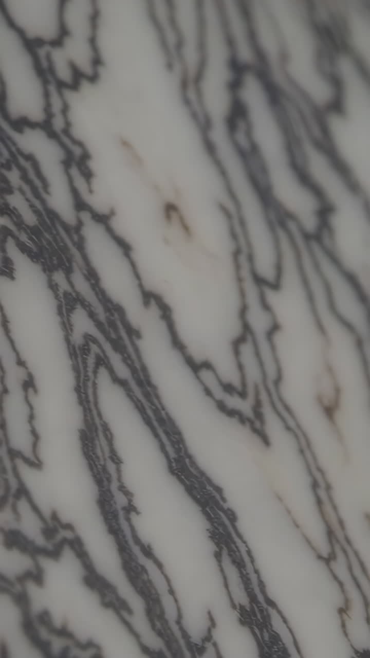 Close-up view of a white marble surface with gray veins