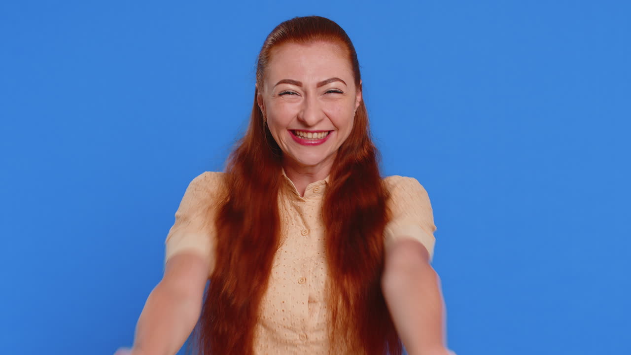 Happy young woman celebrating success winning birthday lottery jackpot goal achievement good news