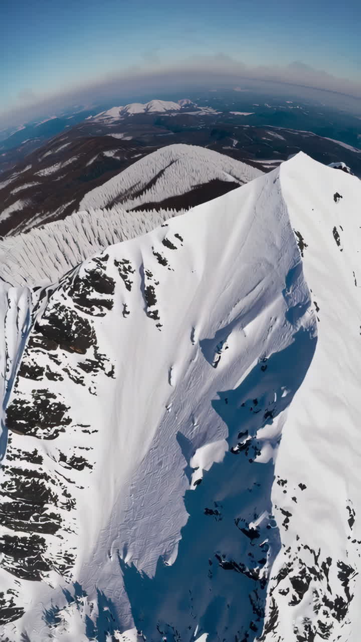 vista aérea de una cordillera nevada