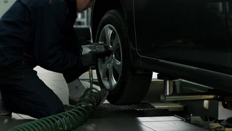 car wheel repair by mechanic