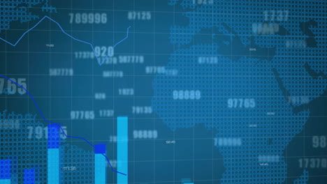animation of digital data processing over world map
