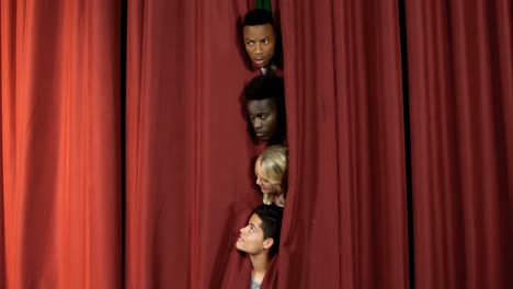 actors peeping from curtain 4k