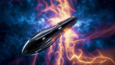 futuristic spaceship in a cosmic nebula