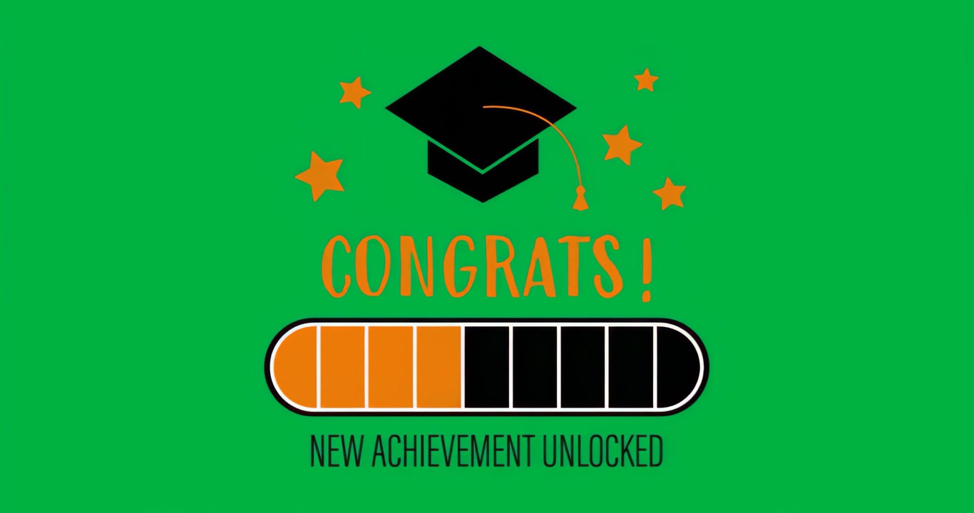 On start achievement unlock animation on clear background marking progress filling cell per second