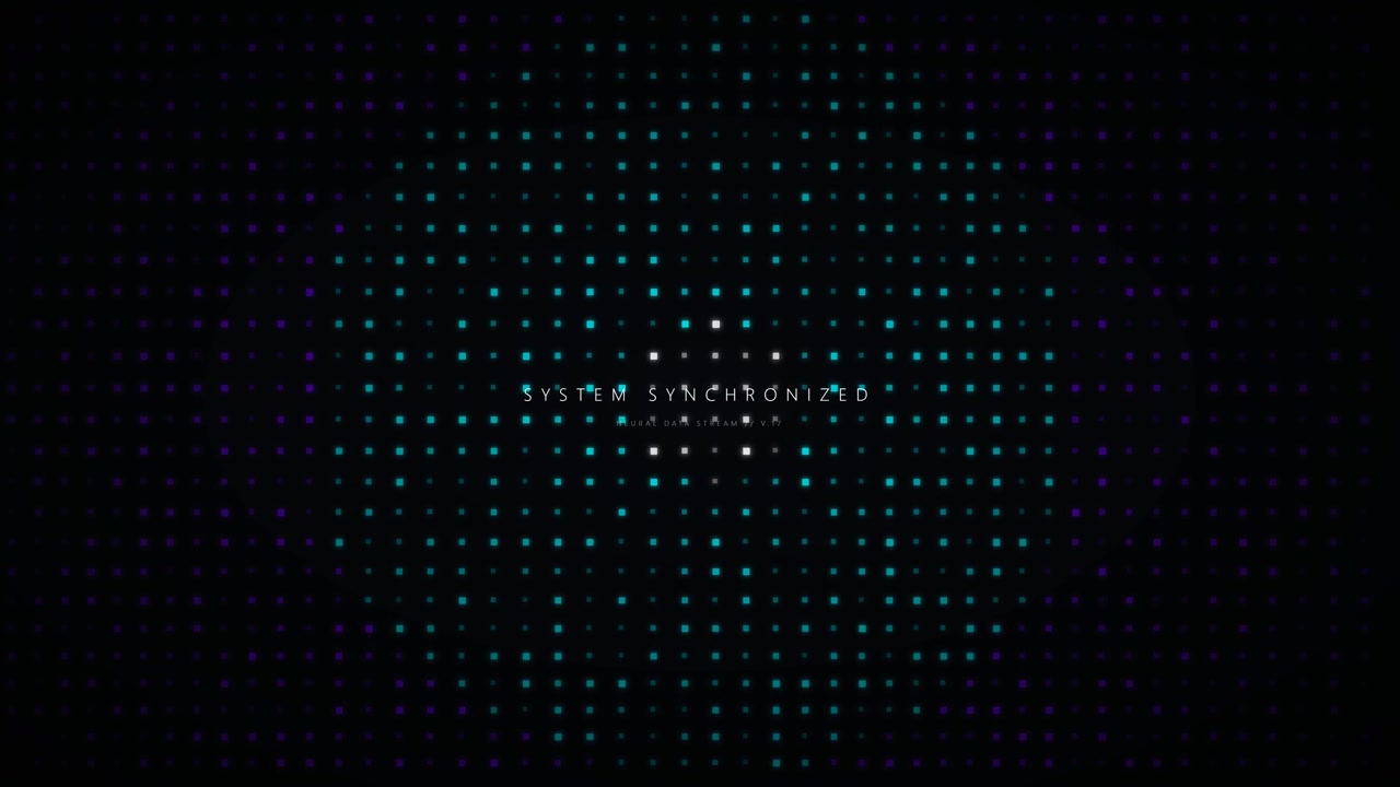 Digital Data Synchronization Abstract Background with Glowing Dots