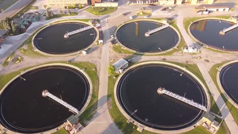 water treatment facilities at detroit water and sewerage in michigan - aerial drone