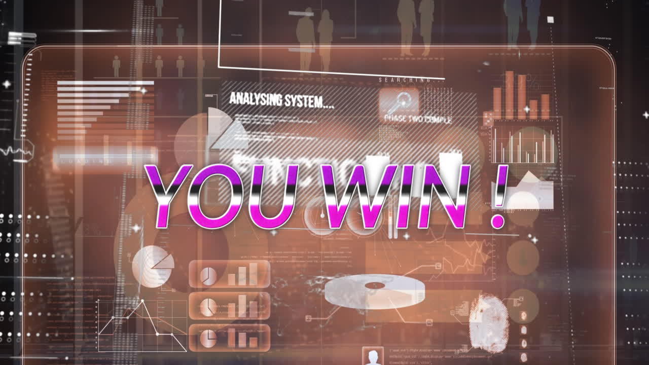 검은색 배경에 텍스트와 데이터 처리를 이기는 애니메이션